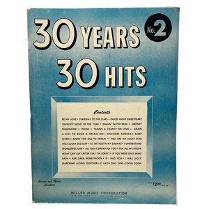 30 Years 30 Hits No. 2 Vintage Piano Sheet Music Songbook 1953